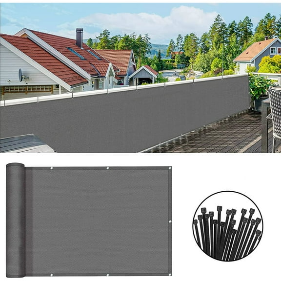 SUNNY GUARD 3'x10' Dark Gray Balcony Privacy Screen Fence Apartments Railing Screen for Outdoor Patio Deck Backyard Porch