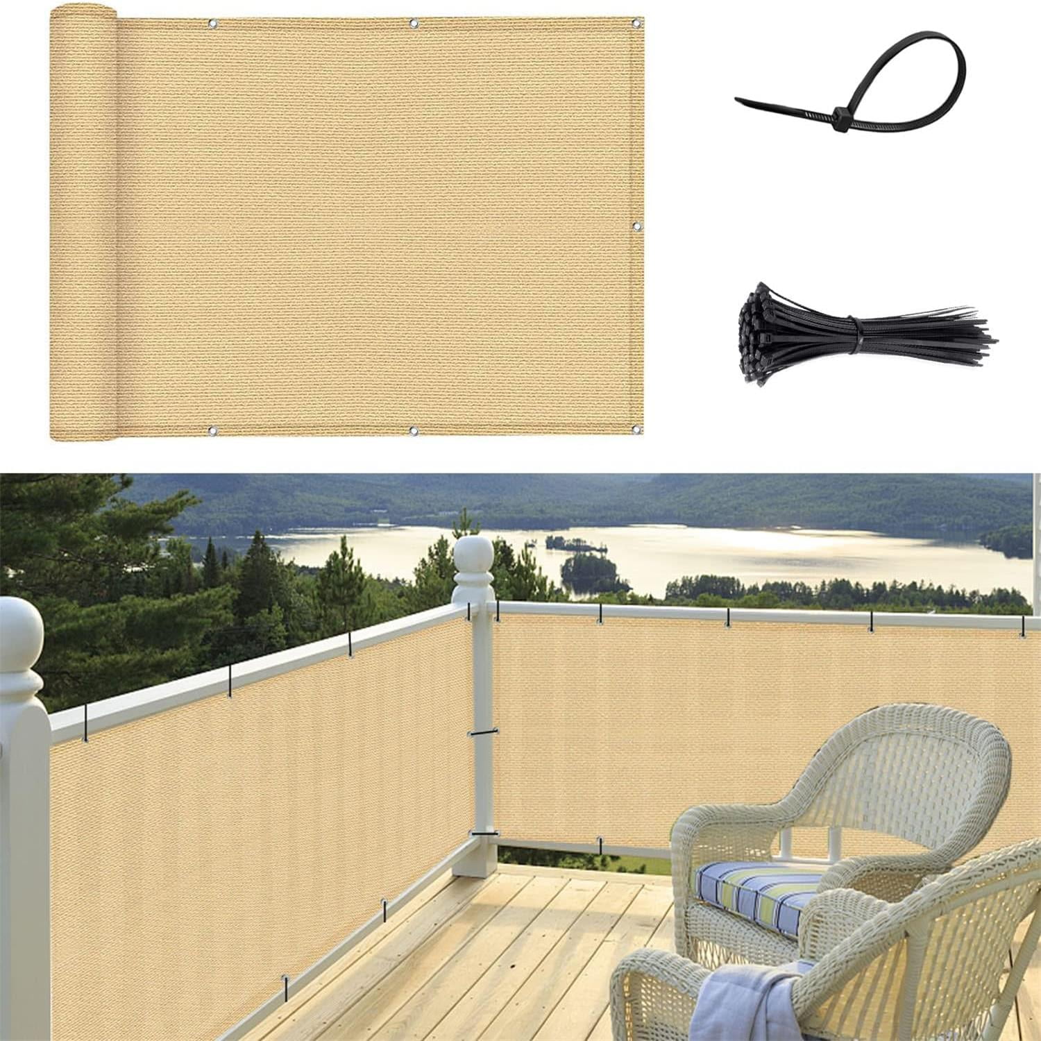 SUNNY GUARD 3'x10' Sand Balcony Privacy Screen Fence Apartments Railing Screen for Outdoor Patio