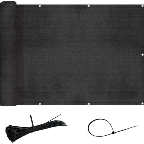 SUNNY GUARD Balcony Privacy Screen 2.6/3/3.3 ft x 10/16/20 ft Apartments Railing Screen Fence for Outdoor Patio Deck Backyard Porch, 3'x10'Black