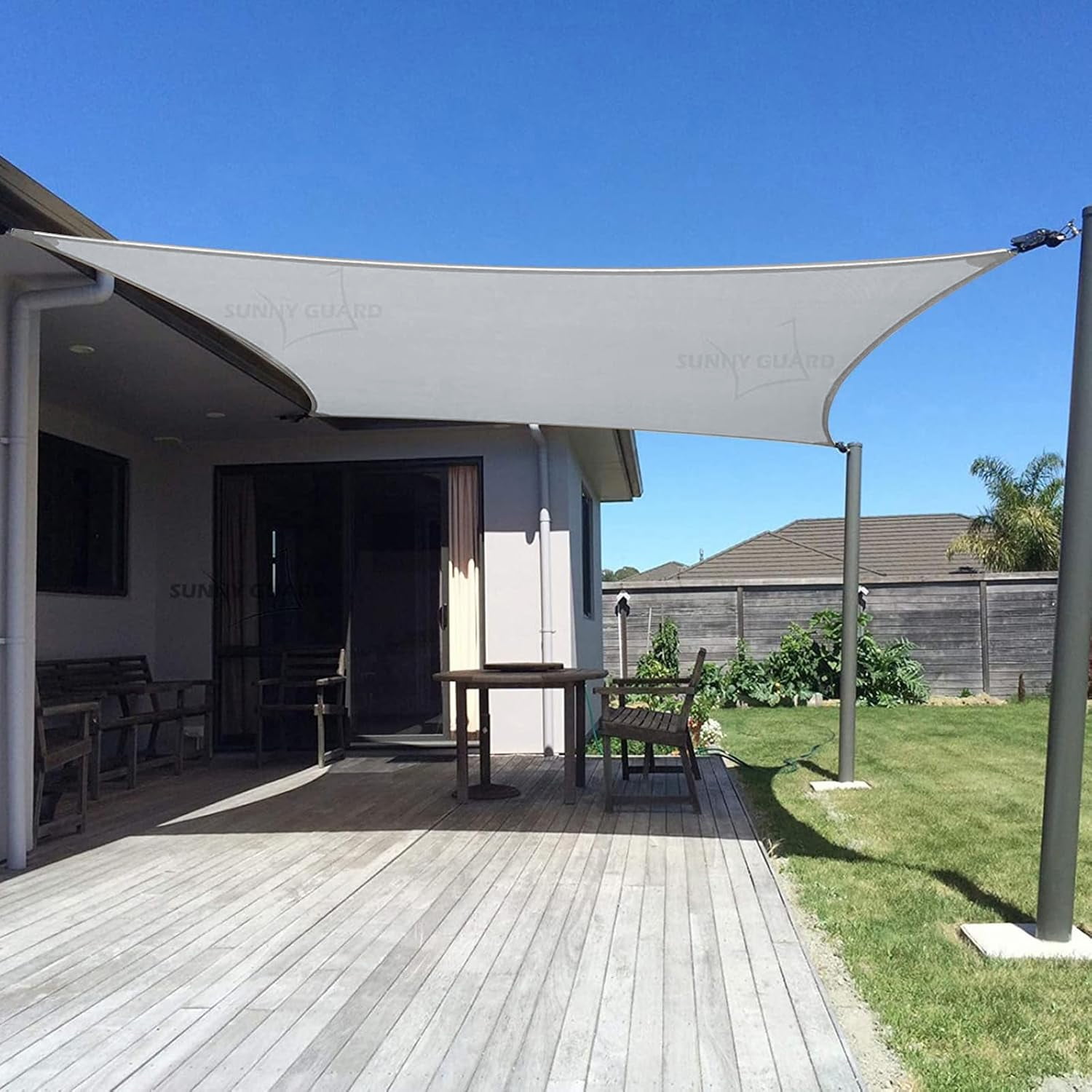 SUNNY GUARD Custom Size 8'x20' Sun Shade Sail Rectangle Sliver UV Block ...