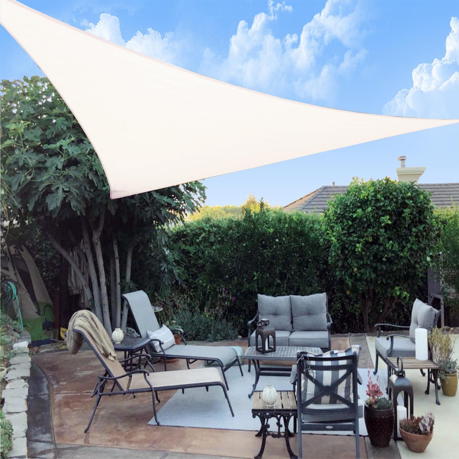 Cream High Density Polyethylene Triangle Sun Shade Sail for Patio