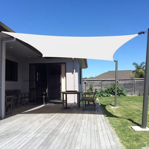 SUNNY GUARD Sun Shade Sail 6.5/8/10/12/13FT Rectangle UV Block Sunshade Canopy for Outdoor, 12'x16' Cream