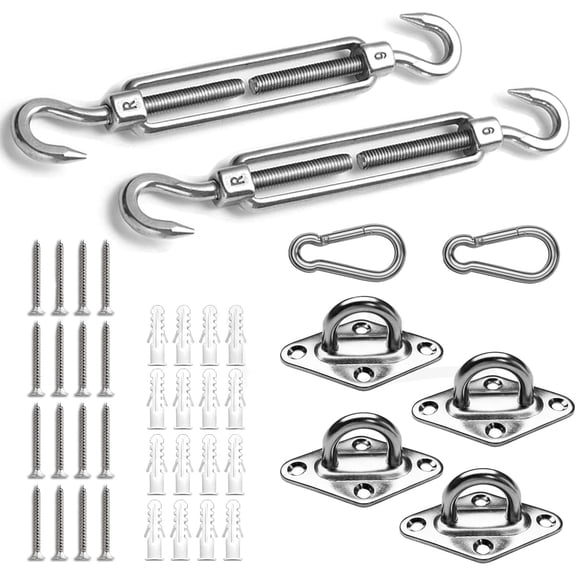 SUNNY GUARD Sun Shade Sail Hardware Kit 6 Inch 316 Stainless Steel for Rectangle Shade Sail Installation for Backyard Deck Patio Garden