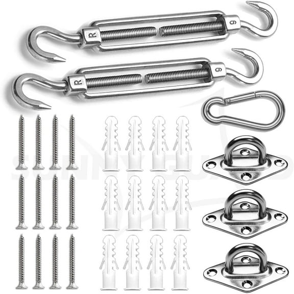 SUNNY GUARD Sun Shade Sail Hardware Kit 6 Inch 316 Stainless Steel for Triangle Shade Sail Installation for Backyard Deck Patio Garden