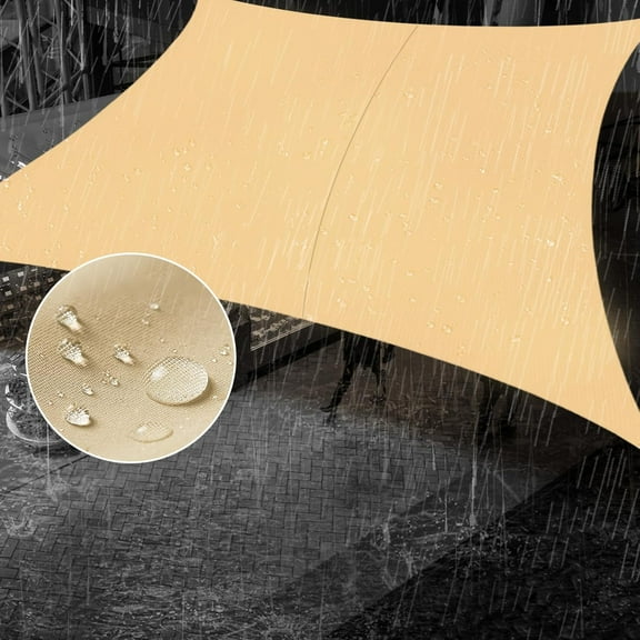 SUNNY GUARD Waterproof Sun Shade Sail 10' x 10' Sand Rectangle UV Block Sunshade for Outdoor Patio Garden Backyard Deck (We Make Custom Size)