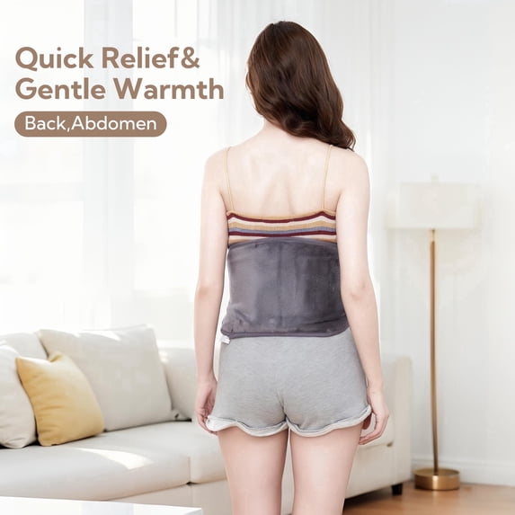 SUNNY HEAT 20 x 10 Inch Flannel Electric Heating Pad, Gray - Waist and Lumbar Warmer for Body Ache Relief, 1 Piece