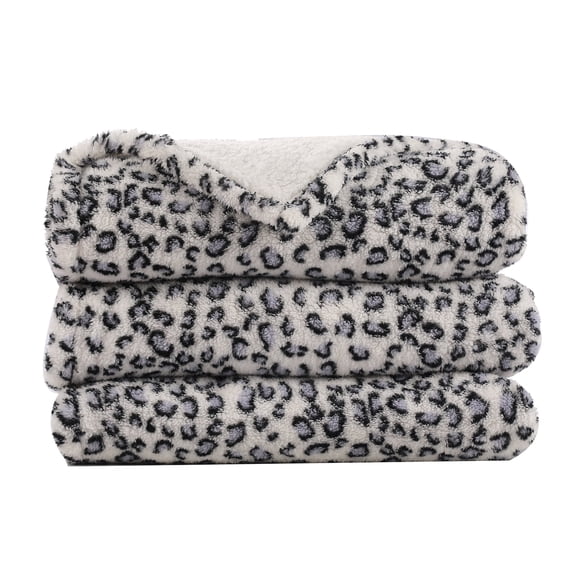 SUNNY HEAT Leopard Print Blanket 90''x110'' All-Season Ultra Soft Bed Blanket Couch, Bed, Sofa, Travel Use, blue and white