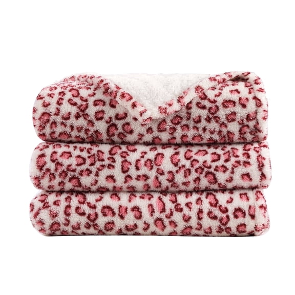 SUNNY HEAT Leopard Print Blanket 90"x110", Summer Lightweight All-Season Ultra Soft Bed Blanket for Couch, Bed, Sofa, Travel Use,Leopard Pink White