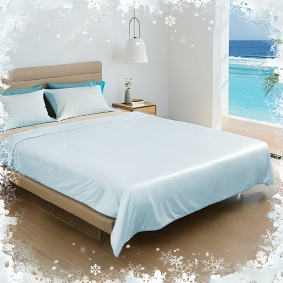 SUNNY HEAT Cooling Comforter King Size for Hot Sleepers, Double-Sided Silk Cool Design, Breathable Summer Cooling Blanket, Aqua Blue, 90"x108"