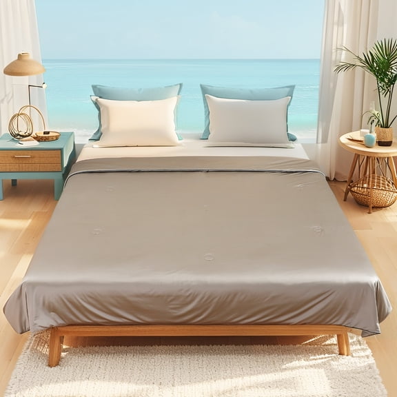 SUNNY HEAT Cooling Comforter Queen Size for Hot Sleepers, Double-Sided Silk Cool Design, Breathable Summer Cooling Blanket, Amber, 78"x90"