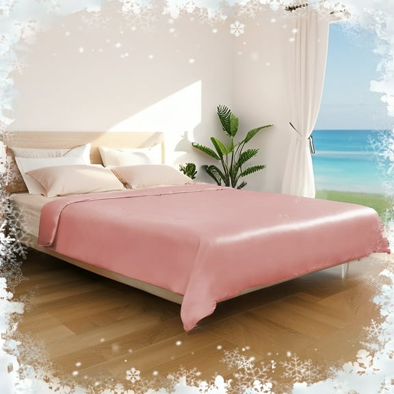 SUNNY HEAT Cooling Comforter Twin Size for Hot Sleepers, Double-Sided Silk Cool Design, Breathable Summer Single Size Cooling Blanket, Coral, 60"x80"