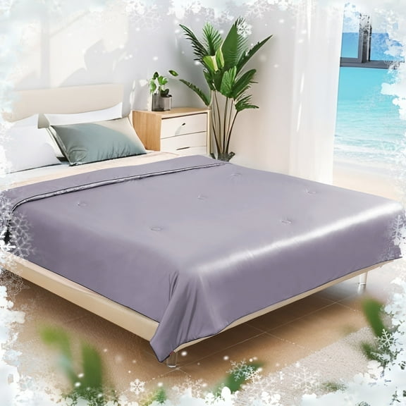SUNNY HEAT Cooling Comforter Twin Size for Hot Sleepers, Double-Sided Silk Cool Design, Breathable Summer Single Size Cooling Blanket, Dusty Lavender, 60"x80"