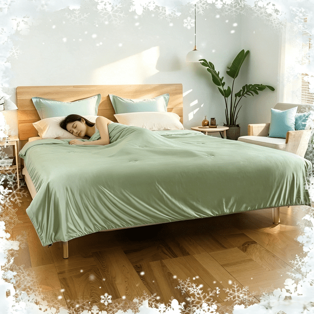 SUNNY HEAT Cooling Summer Comforter Twin Size 60"x80", Double-Sided Breathable Silk Summer Blanket for Hot Sleepers,Sage Green
