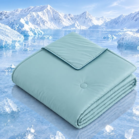 SUNNY HEAT Cooling Summer Comforter Twin Size 60"x80", Cooling Blanket for Hot Sleepers, Lightweight Breathable Double-Sided Quilt, Teal