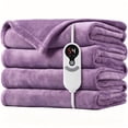 thumbnail image 1 of SUNNY HEAT Electric Blanket Heated Twin 62" x 84" -Fast Heating 9 Levels & 10H Auto off, Warm Soft Fannel Machine Washable, for Bed/Couch/Office, Dark Purple, 1 of 10