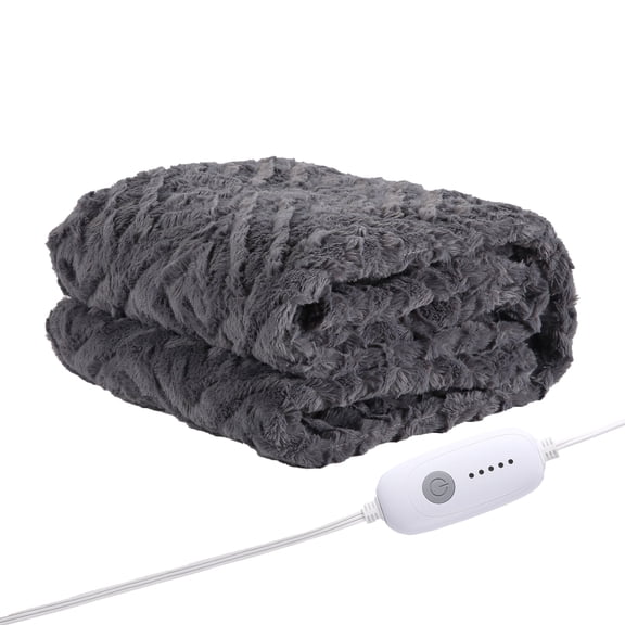 SUNNY HEAT Low Wattage Electric Heated Blanket, 50'' x 60'' Flannel, Soft and Lightweight, Light Grey