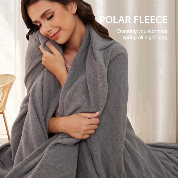 SUNNY HEAT Electric Heated Blanket Full Size 72" x 84" Soft Flannel with 4 Levels Heating & 10Hs Auto off, Machine Washable, Grey