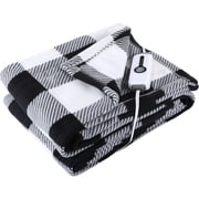 SUNNY HEAT Electric Heated Blanket Black and White 100W AC120V 4 Speed Flannel for Home Office Use