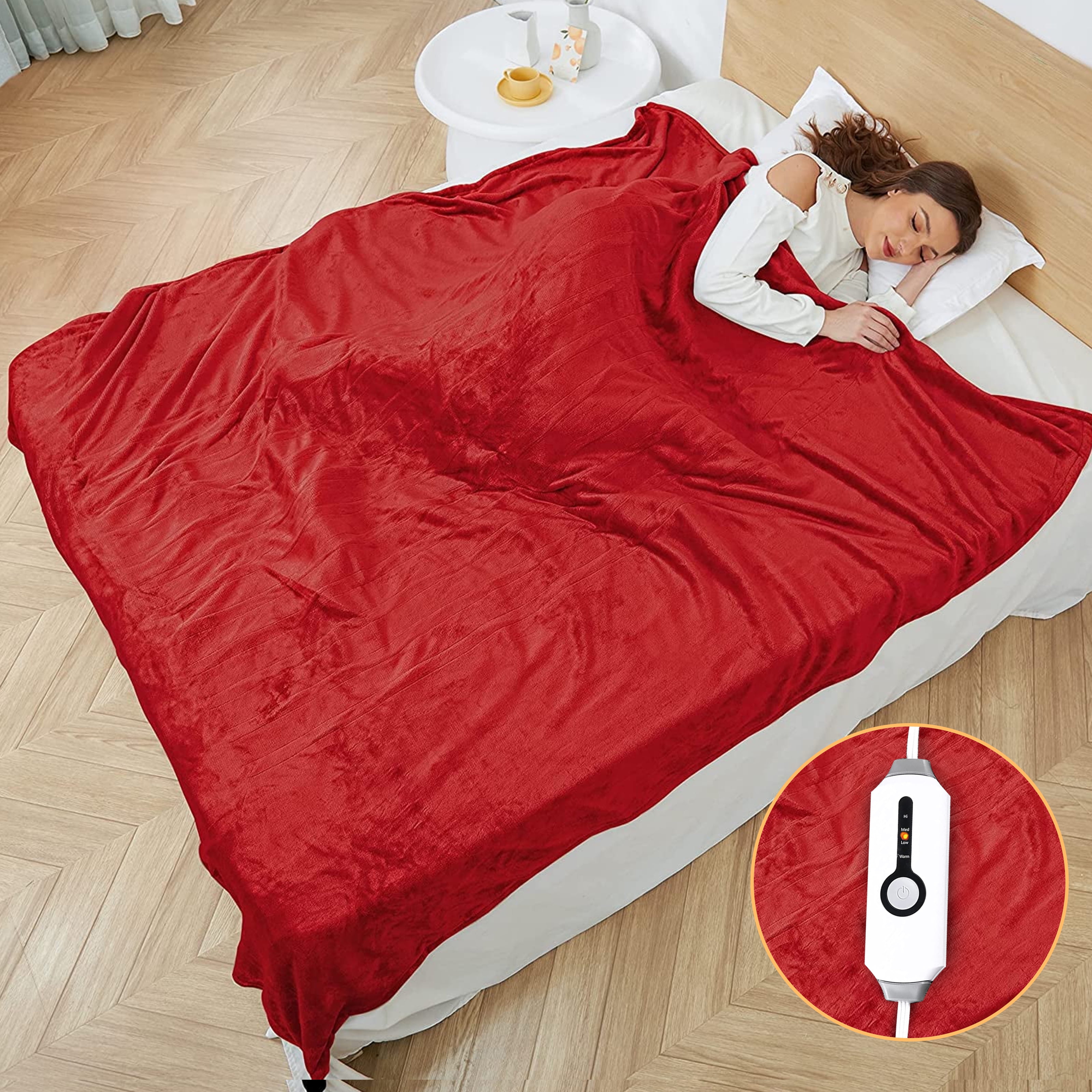 SUNNY HEAT Electric Heated Blanket Coral Fleece 72