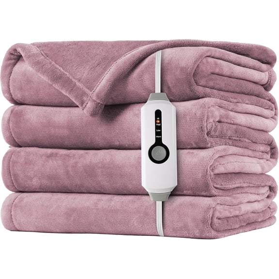 SUNNY HEAT Electric Heated Blanket Twin Size 62" x 84" Soft Flannel , 4 Heating Settings & 10 Hours Auto off, Purple