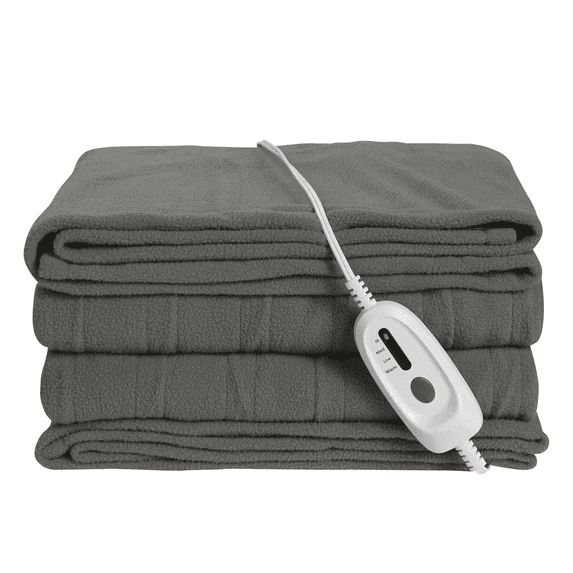 SUNNY HEAT Electric Heated Blanket Throw Size 50" x 60" Soft Flannel with 4 Levels Heating & 3 Hs Auto off, Machine Washable, Grey