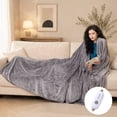 thumbnail image 1 of SUNNY HEAT Electric Heated Blanket Twin Size 62" x 84" Soft Flannel with 5 Levels Heating & 10Hs Auto off, Machine Washable, Light Gray, 1 of 5