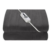 SUNNY HEAT Electric Heated Throw Blanket Coral Fleece 50" x 60" Throw Size-4 Heating Settings & 3 Hours Auto off, Plush Fabric Fast Machine Washablefor-Dark Grey