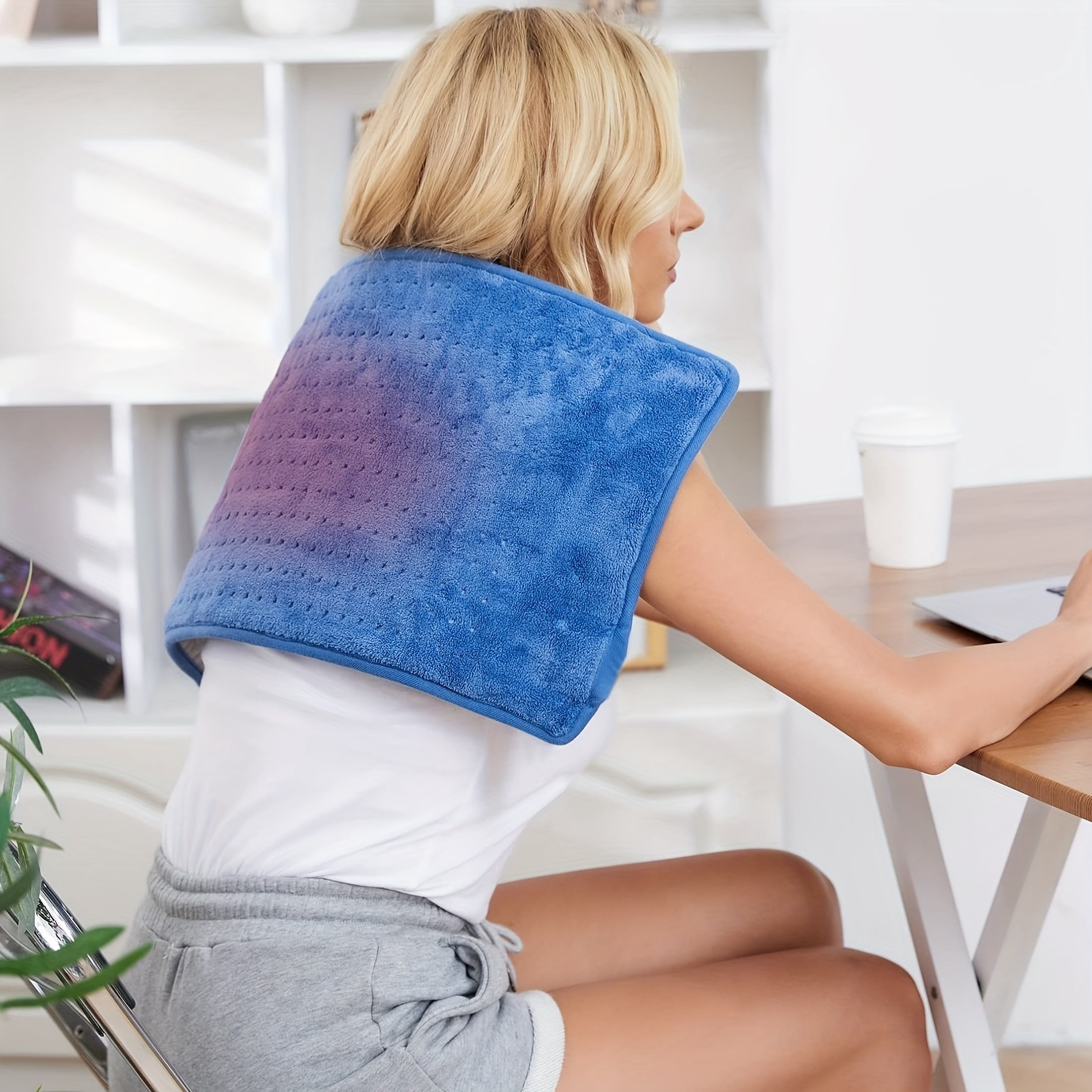 SUNNY HEAT Electric Heating Pad 12x24 inches, Soft Flannel, Targeted Muscle Pain Relief, 5 Heat Settings with Auto Shut off, Haze Blue (1 Piece)