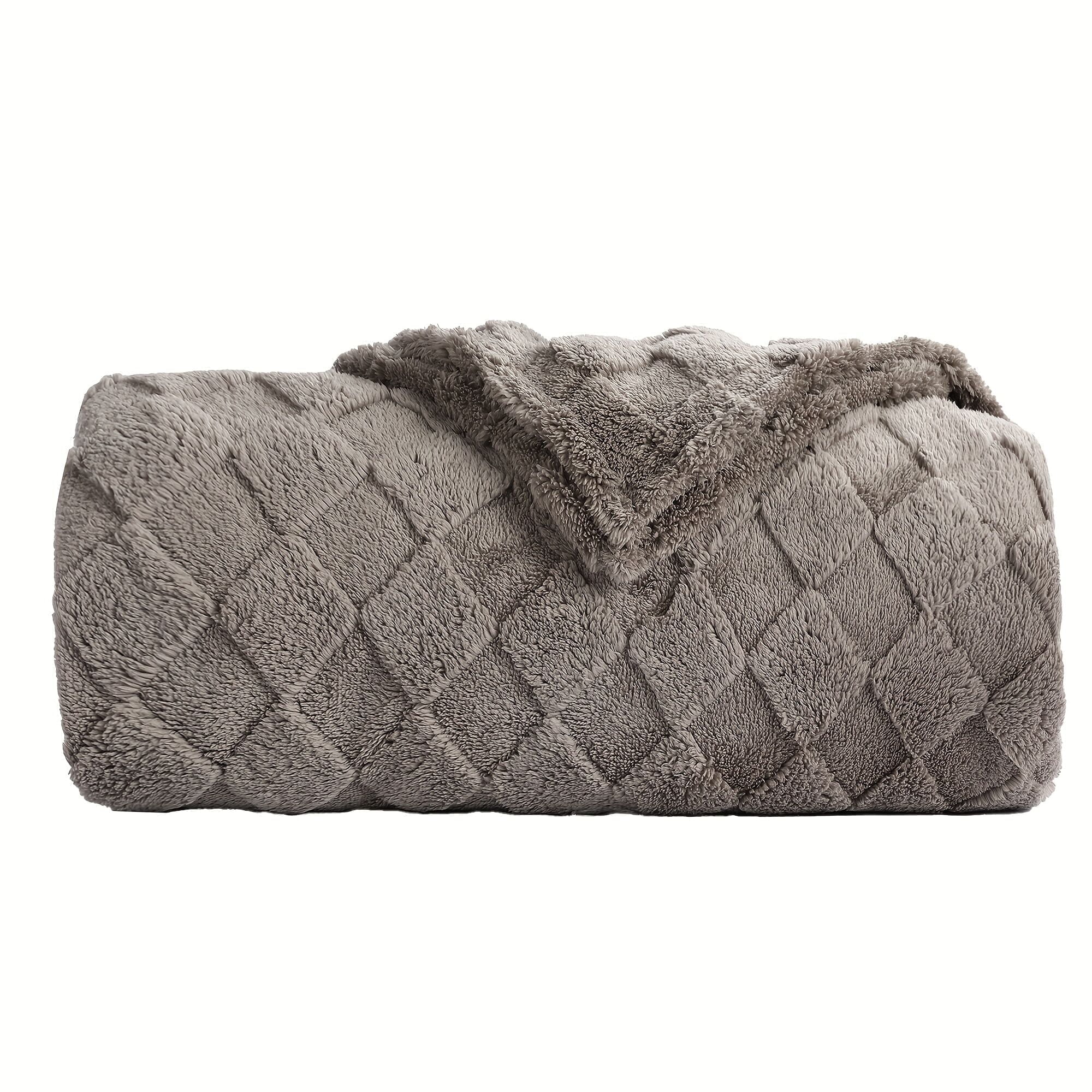 SUNNY HEAT Sherpa Blanket Twin Size 60''x80'' All-Season Lightweight Ultra Soft Bed Blanket Couch, Bed, Sofa, Travel Use, Gift, Light Grey