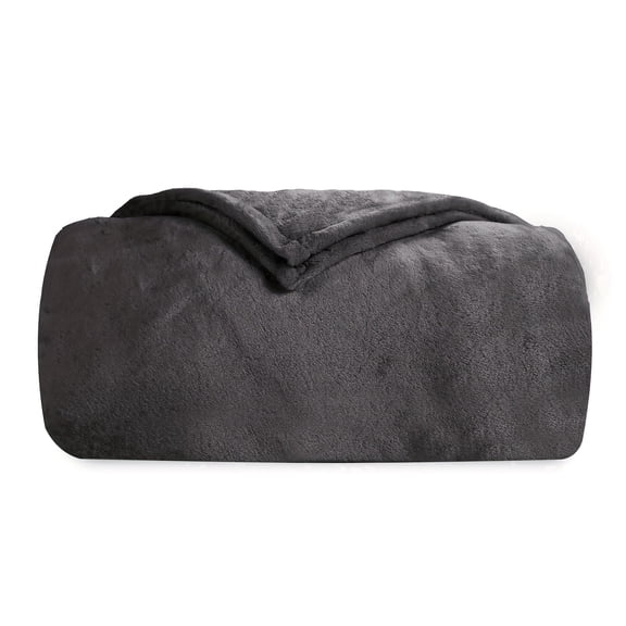SUNNY HEAT Soft Flannel Blanket Super Warm & Comfortable Bed Blanket Twin Size, Dark Grey