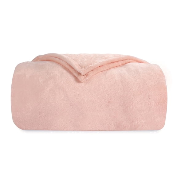 SUNNY HEAT Soft Flannel Blanket Super Warm & Comfortable Bed Blanket Twin Size, Nude Pink