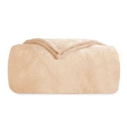 SUNNY HEAT Soft Flannel Blanket Summer Lightweight & Comfortable Bed Blanket Twin Size, Cream White