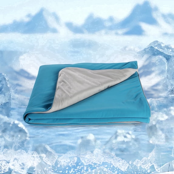 SUNNY HEAT Cooling Summer Comforter 28"x40", Cooling Blanket for Hot Sleepers, Lightweight Breathable Double-Sided Quilt, Blue & Gray