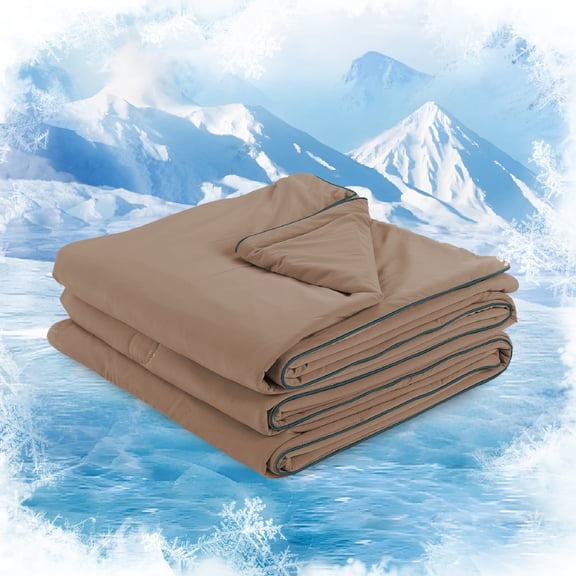 SUNNY HEAT Twin Cooling Comforter for Hot Sleepers, Double-Sided Cooling Blanket for Summer, Breathable Lightweight Bedding, Cocoa Brown, 60"x80"