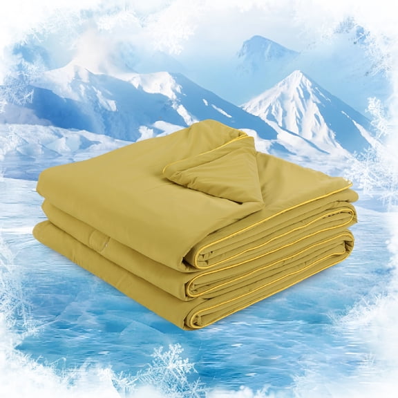 SUNNY HEAT Twin Cooling Comforter for Hot Sleepers, Double-Sided Cooling Blanket for Summer, Breathable Lightweight Bedding, Mustard Yellow, 60"x80"