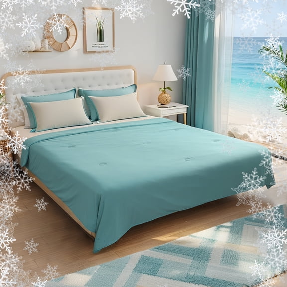 SUNNY HEAT Twin Cooling Comforter for Hot Sleepers, Double-Sided Cooling Blanket for Summer, Breathable Lightweight Bedding, Teal, 60"x80"