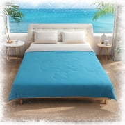 SUNNY HEAT Cooling Summer Comforter Twin Size 60"x80", Cooling Blanket for Hot Sleepers, Lightweight Breathable Double-Sided Quilt, Blue & Gray