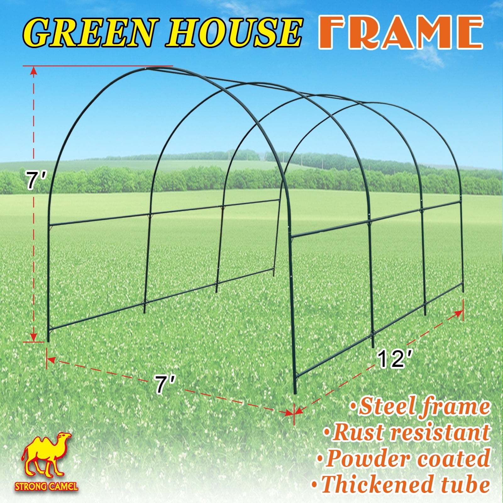 SUNNY Large Greenhouse Walk in Outdoor Plant Gardening Hot Greenhouse Frame Only (12'x7'x7')