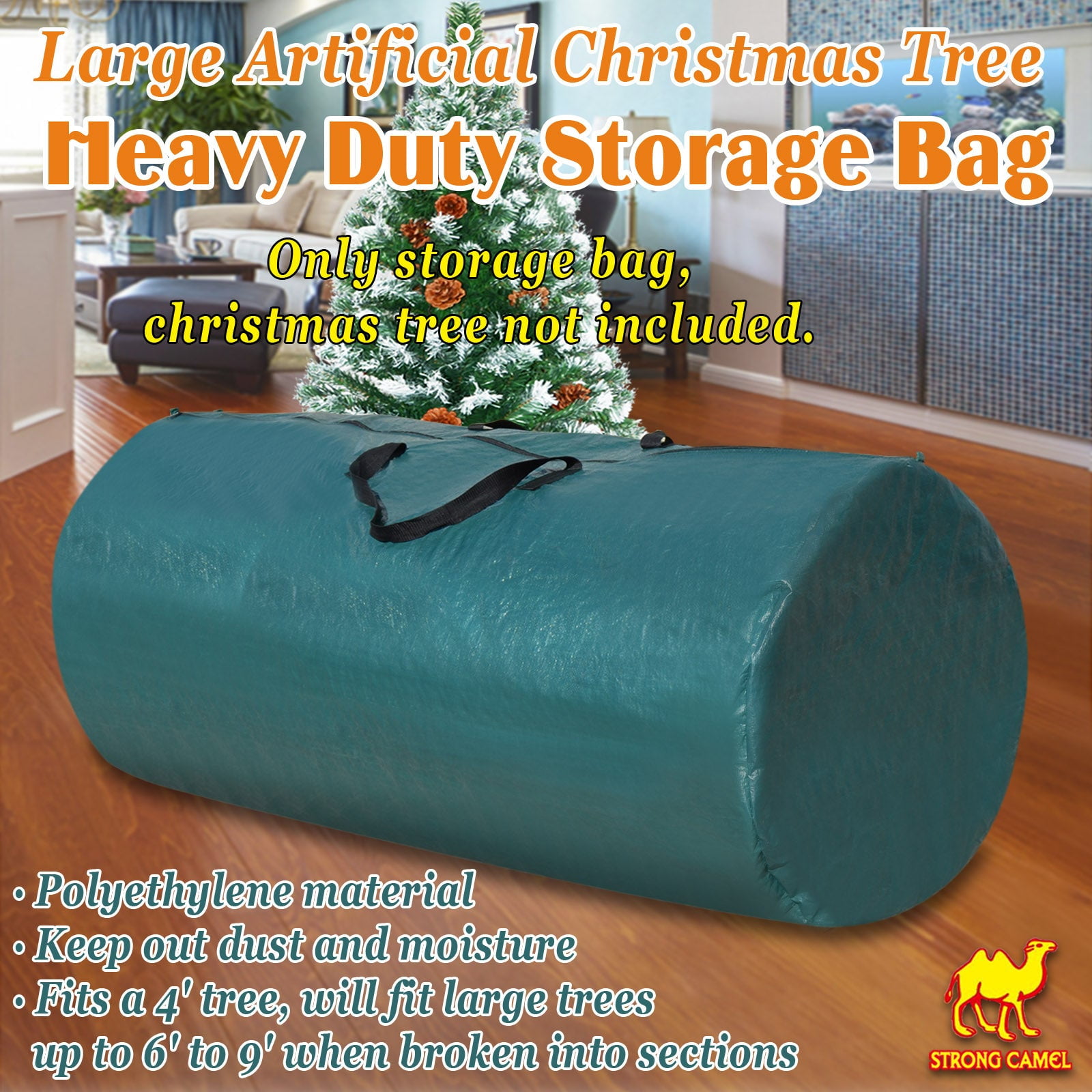 SUNNY OUTDOOR Large Artificial Christmas Tree Carry Storage Bag Holiday Clean Up w Handles, 8' (GREEN)