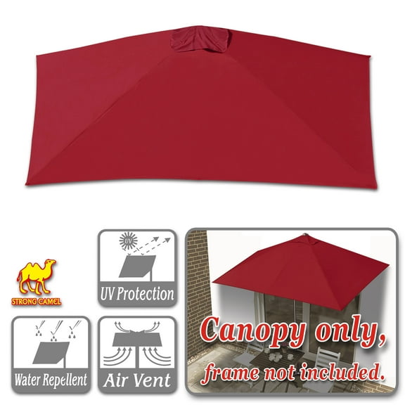 SUNNY Replacement Canopy Cover Only for 8.2X 3.9ft 5 Ribs Half Patio Umbrella (Burgundry)