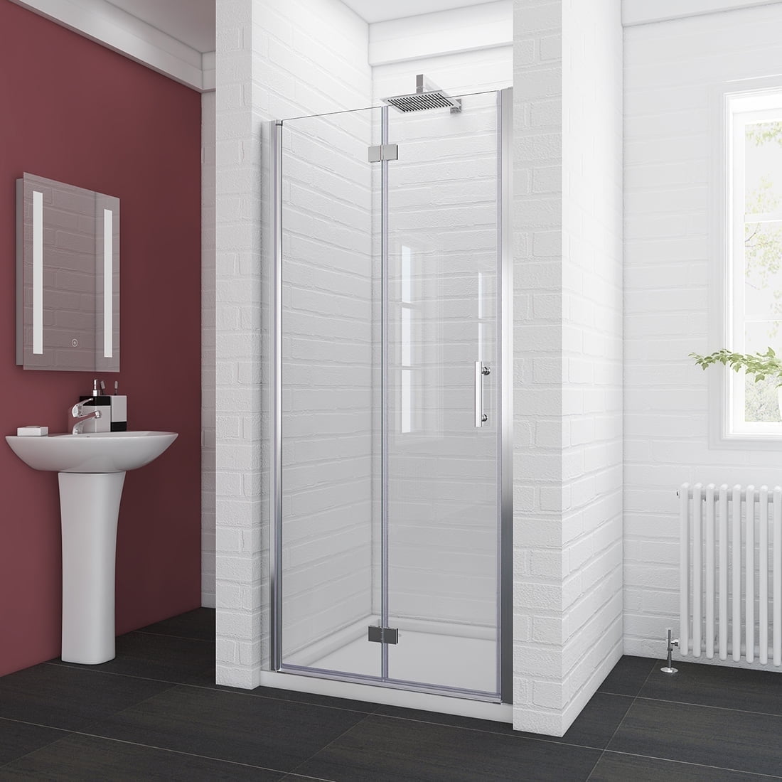 36" x 72" Chrome Semi-Frameless Hinged Swing Glass Shower Door