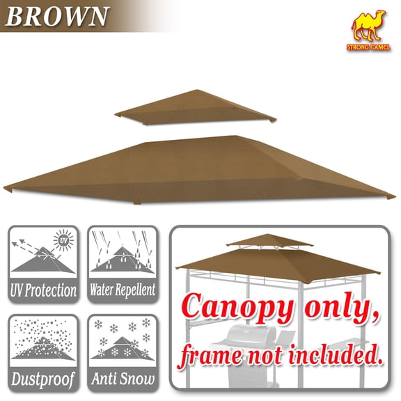 SUNNY Tiered Replacement Canopy ONLY for 8x5Ft Barbecue Gazebo, Outdoor Grill Shelter Replacement Canopy Top (Brown)