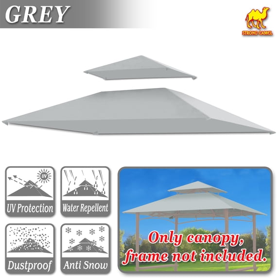 SUNNY Tiered Replacement Canopy ONLY for 8x5Ft Barbecue Gazebo, Outdoor Grill Shelter Replacement Canopy Top (Grey)