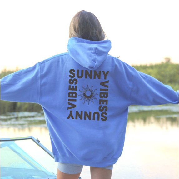 SUNNY VIBE Graphic Unisex Fleece Hooded Sweatshirt