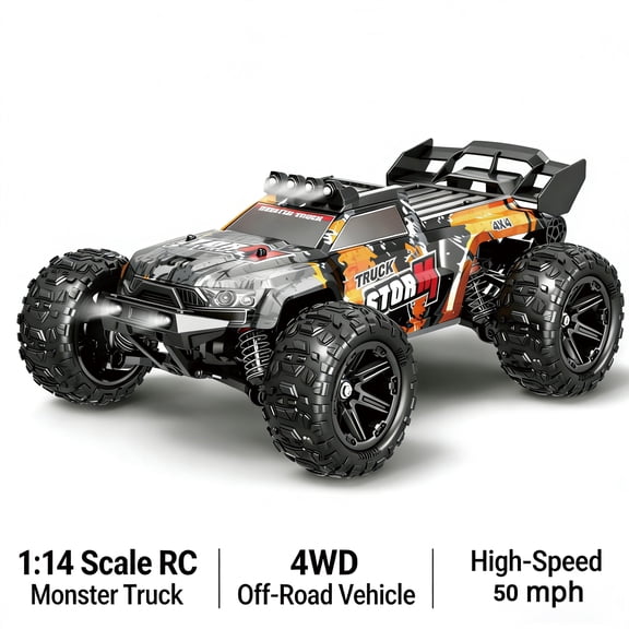 SUNNYBAY 1:14 RC Cars for Adults, Fast 50 mph High-Speed Electric Powered Car, 4X4 Off-Road RC Truck, for Snow, Sand, Beach & Rocky Surface (Orange)