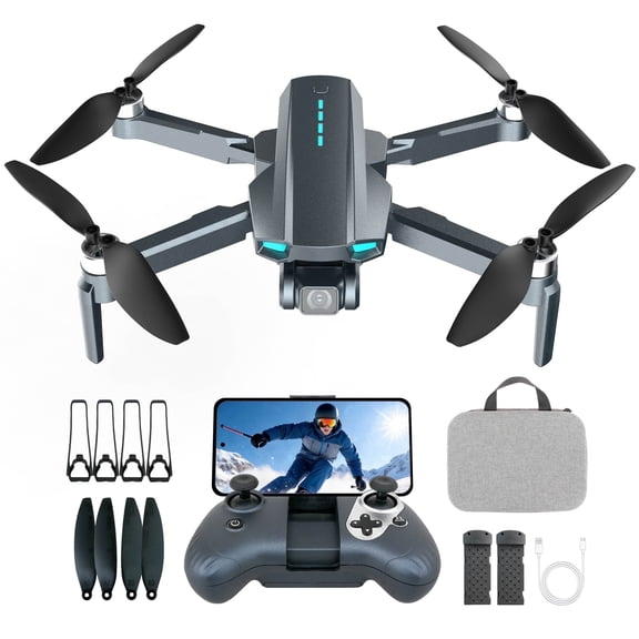 Open Box SUNNYBAY Drone with Camera for Adults 4K, Foldable FPV Quadcopter, Brushless Motor, Under 249 g, Optical Flow LED Night-Light, Smart Selfie Mode