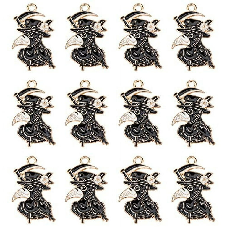 SUNNYCLUE 1 Box 24Pcs Gothic Charms Crow Charm Enamel Raven Beak Steampunk  Charms Halloween Black Bird Doctor Charm for Jewelry Making Charms Necklace  Bracelets Earrings Adult Craft DIY Supplies 