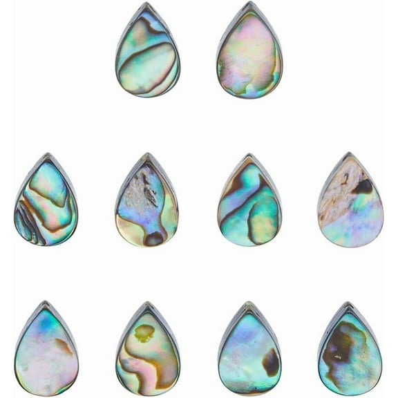 SUNNYCLUE 10Pcs Natural Abalone Shell Beads Colorful Drop Shell Beads Teardrop Paua Shell Beads Green Abalone Beads Flat Loose Spacer Beads for Earring Necklace Bracelet Jewelry Making