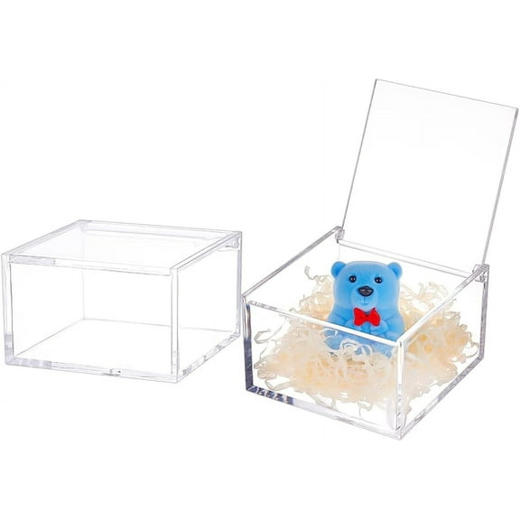 SUNNYCLUE Clear Acrylic Cube Jewelry Box, Acrylic, Clear, 2 Count