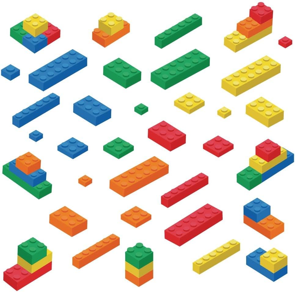 SUNNYCLUE Colorful Building Blocks Wall Sticker Educational Wall Decal ...